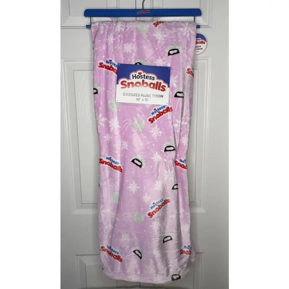 Hostess Snoballs Oversized Plush Throw Blanket 60x70 Pink Snowball Dessert Print